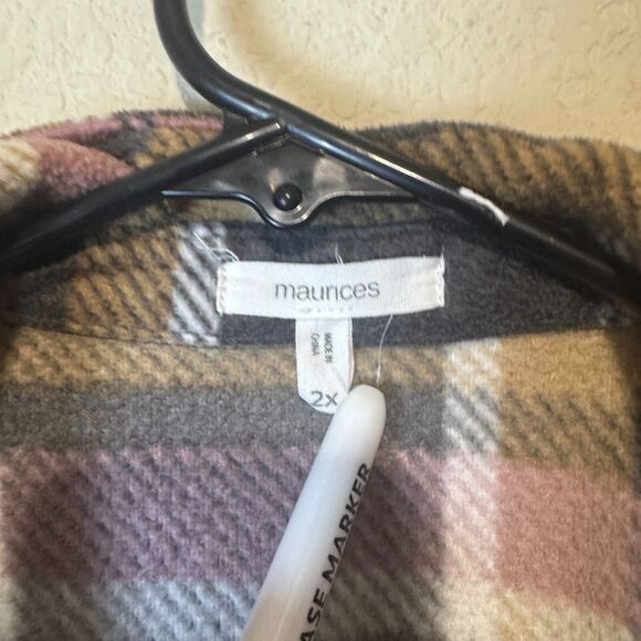 Maurice’s Fleece Plaid button down Shacket shirt jacket 2X oversized boyfriend - Picture 4 of 6